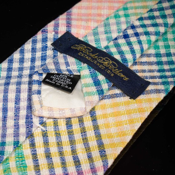 Brooks Brothers Cotton/Silk Blend Tie White Multicolor Mens Designer Necktie - Picture 3 of 5